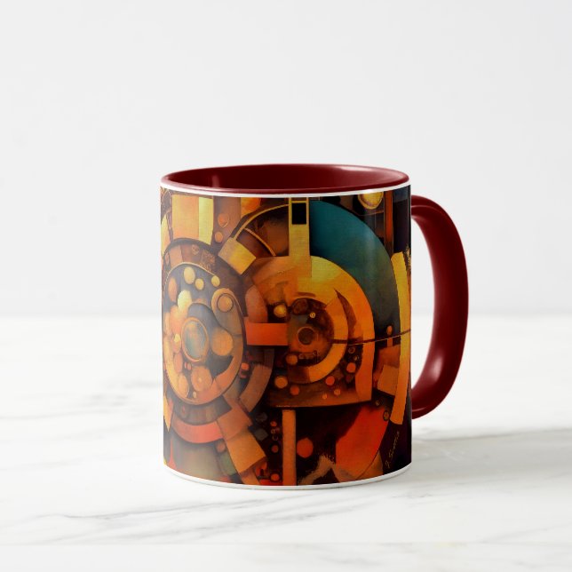 Steampunk Solar Mechanism Abstract Mug (Front Right)