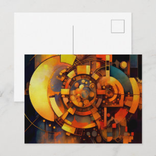 Steampunk Solar Mechanism Abstract Postcard