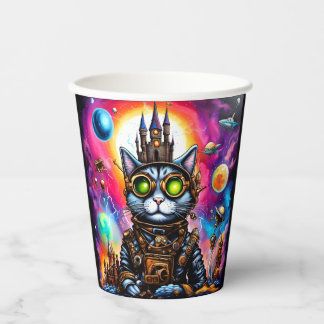 Steampunk Space Cat I Paper Cups