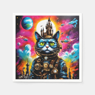 Steampunk Space Cat II Napkin