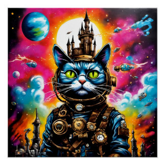 Steampunk Space Cat II Poster