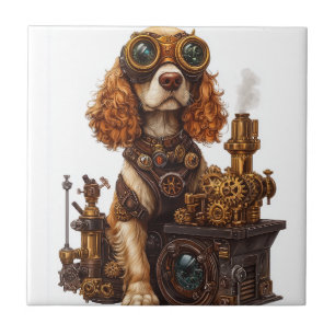 Steampunk Spaniel � Victorian Dog Inventor Tile