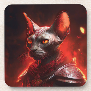 Steampunk Sphinx Cat Warrior Looking Fierce Coaster