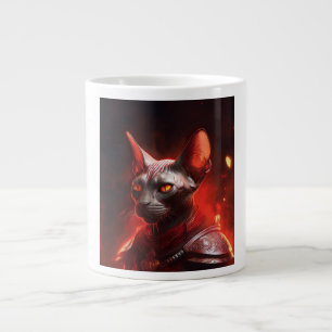 Steampunk Sphinx Cat Warrior Looking Fierce Large Coffee Mug