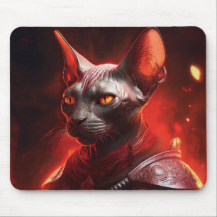 Steampunk Sphinx Cat Warrior Looking Fierce Mouse Mat