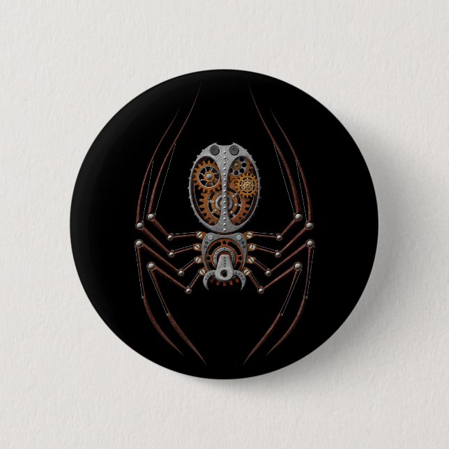 Steampunk Spider, black background 6 Cm Round Badge (Front)