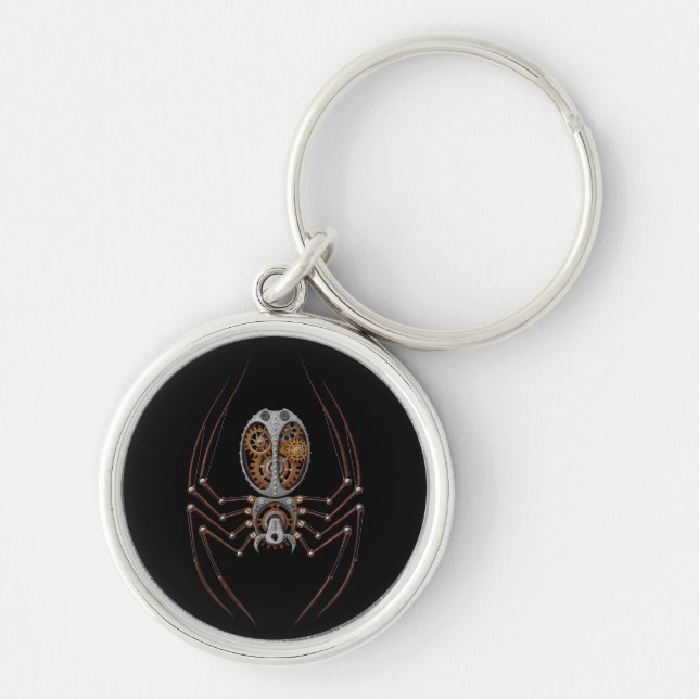 Steampunk Spider, black background Key Ring (Front)