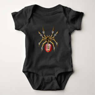 Steampunk spider on black baby bodysuit