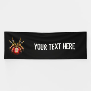 Steampunk spider on black banner