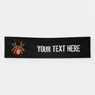 Steampunk spider on black banner