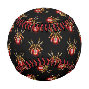 Steampunk spider on black baseball