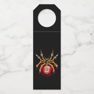 Steampunk spider on black bottle tag