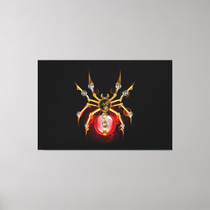 Steampunk spider on black canvas print