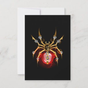 Steampunk spider on black card