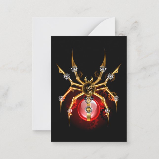 Steampunk spider on black card (Front)