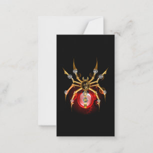 Steampunk spider on black card
