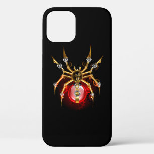 Steampunk spider on black iPhone 12 pro case