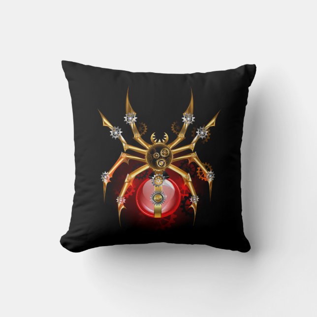 Steampunk spider on black cushion (Front)