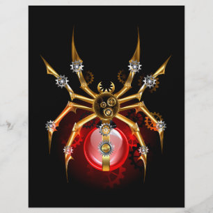 Steampunk spider on black custom letterhead