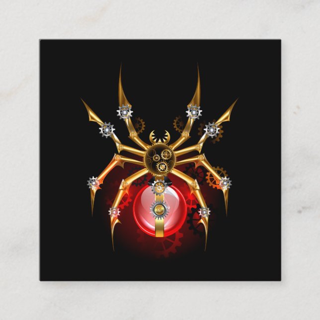 Steampunk spider on black enclosure card (Front)