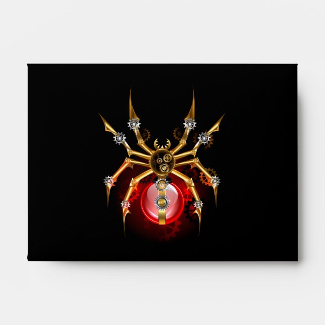 Steampunk spider on black envelope (Front)