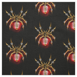 Steampunk spider on black fabric