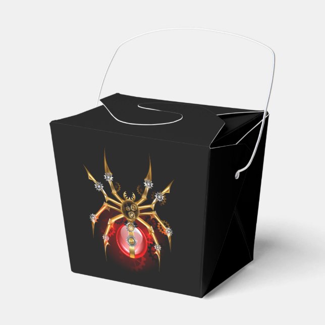 Steampunk spider on black favour box (Front Side)