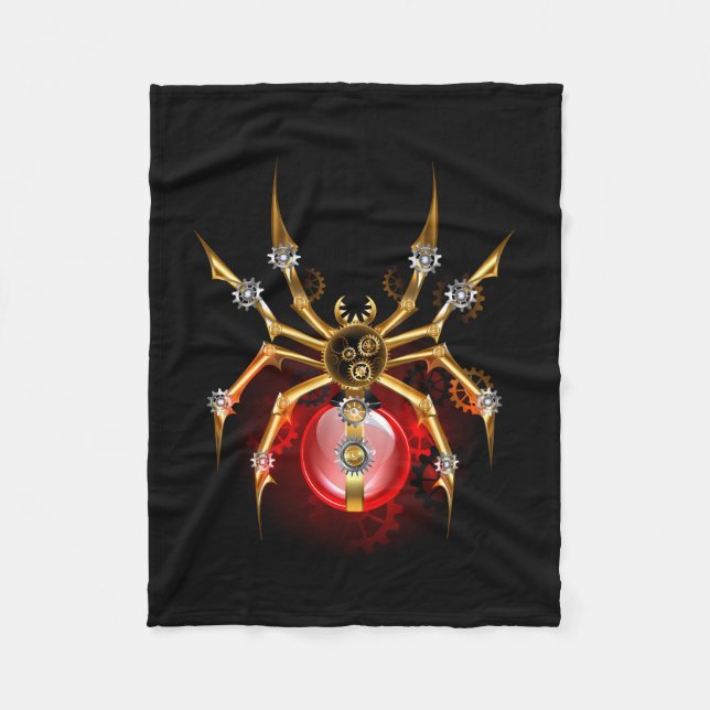 Steampunk spider on black fleece blanket (Front)