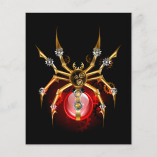 Steampunk spider on black flyer