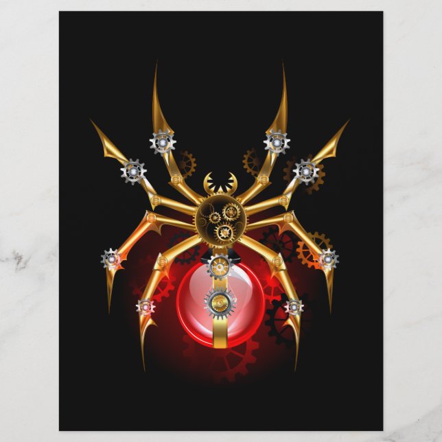 Steampunk spider on black flyer (Front)