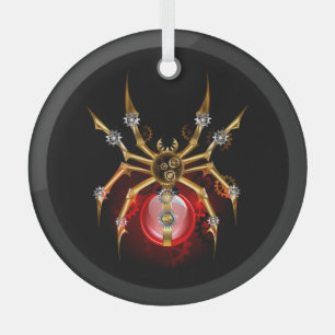 Steampunk spider on black glass tree decoration