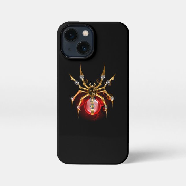 Steampunk spider on black iPhone case (Back)