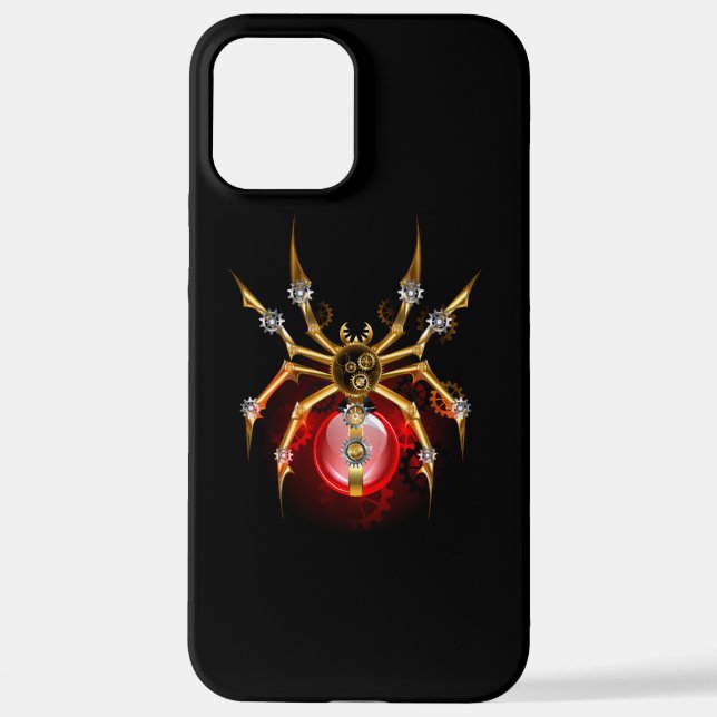 Steampunk spider on black iPhone case (Back)