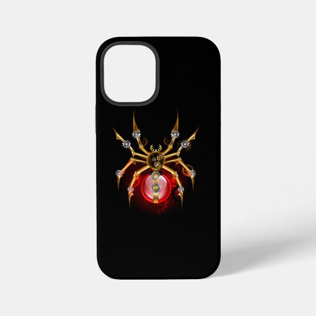 Steampunk spider on black iPhone case (Back)