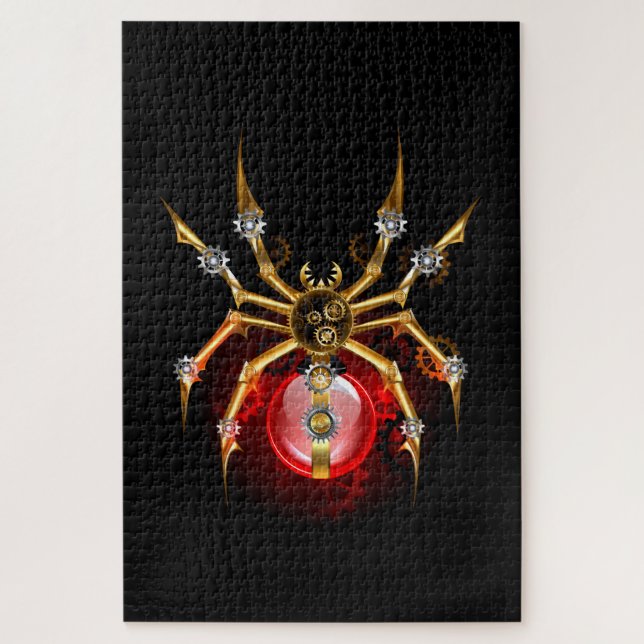 Steampunk spider on black jigsaw puzzle (Vertical)