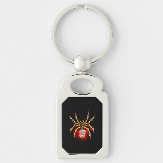 Steampunk spider on black key ring (Front)