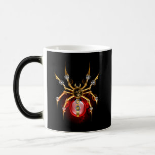 Steampunk spider on black magic mug
