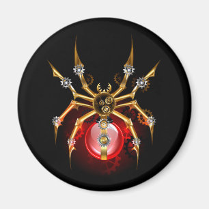 Steampunk spider on black magnet