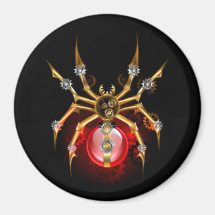 Steampunk spider on black magnet