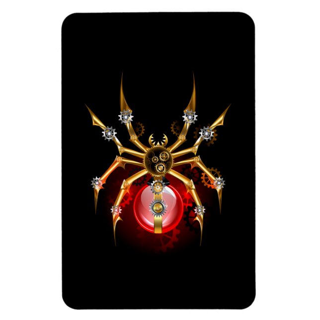 Steampunk spider on black magnet (Vertical)