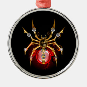 Steampunk spider on black metal tree decoration