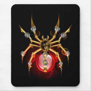 Steampunk spider on black mouse mat