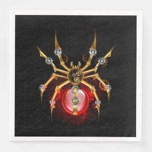 Steampunk spider on black napkin