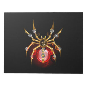 Steampunk spider on black notepad