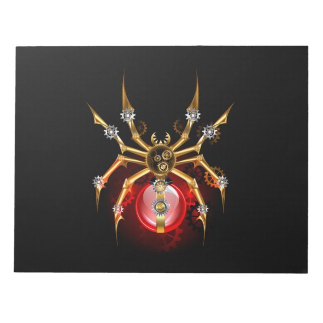 Steampunk spider on black notepad (Front)