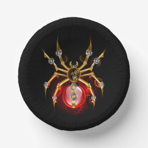 Steampunk spider on black paper plate