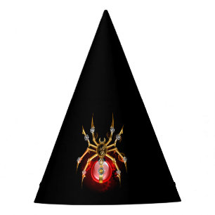 Steampunk spider on black party hat
