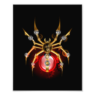 Steampunk spider on black photo print