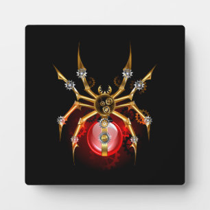 Steampunk spider on black plaque