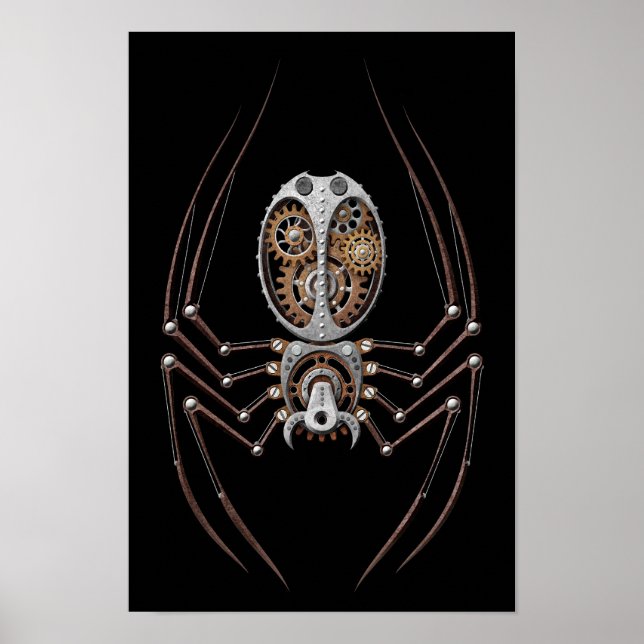 Steampunk Spider on Black Poster (Front)